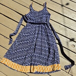 Orvana London Eloise Navy Ikat Cotton Dress Size Small